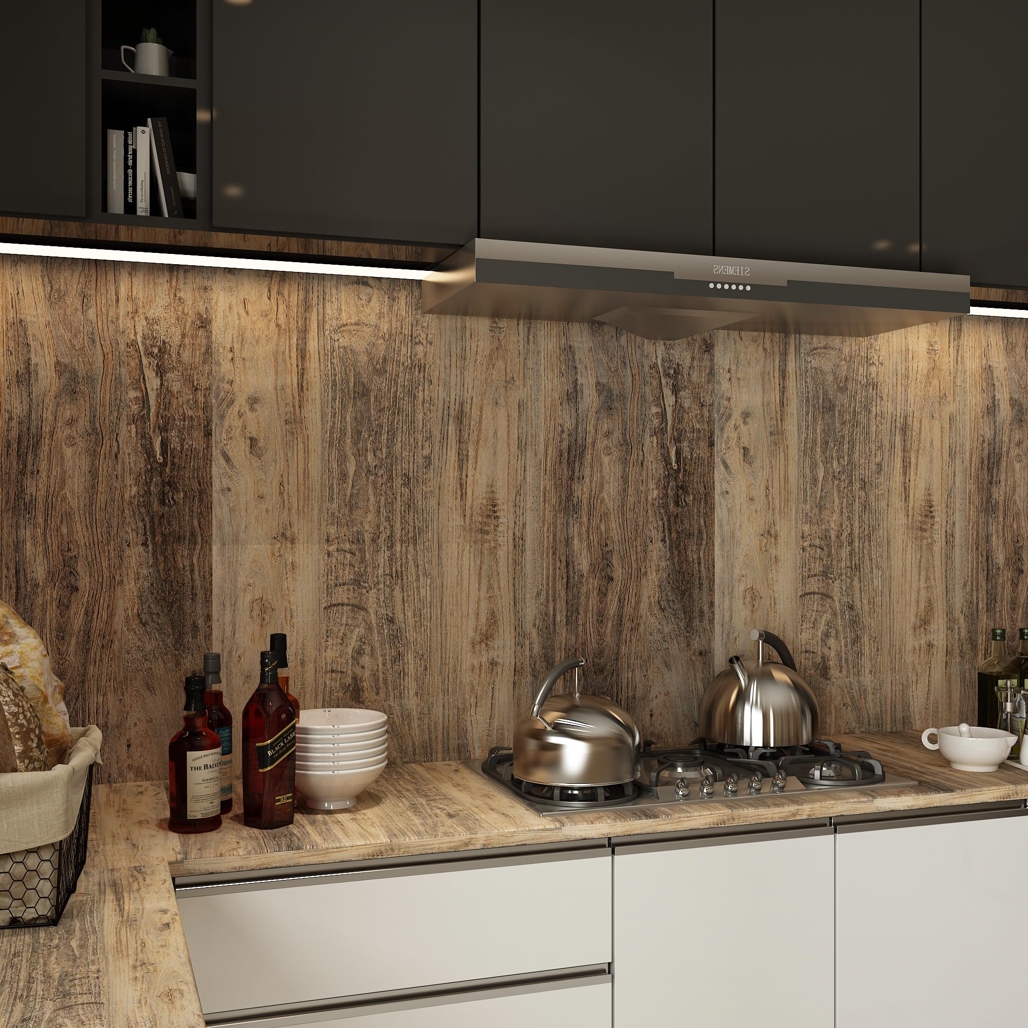 JSEVEM 80CM×9M Extra Wide Thick Brown Grey Wood Pattern Wallpaper Peel and Stick Large Big Roll Waterproof Gray Wood Grain Contact Paper Textured Vinyl Wall Sticker for Bedroom Coffee Gym Room Walls