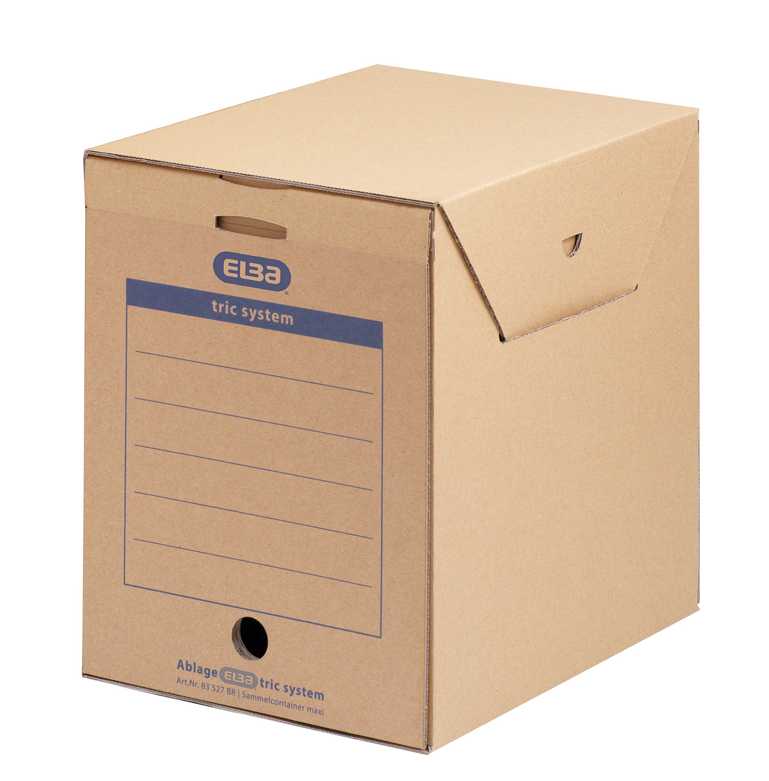 Elba Tric System 83527 Consolidated Container Maxi for Filling with Folders and All Types of Paper Pack of 6 Natural Brown