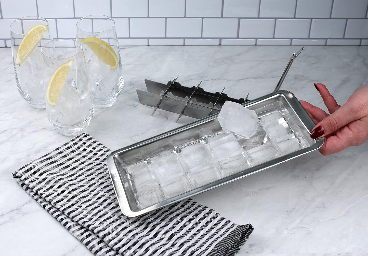 RSVP International Endurance Vintage Inspired Ice Cube Tray, 11" | Retro Design for Bars & Kitchens | Levers Remove Cubes | Heavy Duty Stainless Steel | Dishwasher Safe: Kitchen & Dining