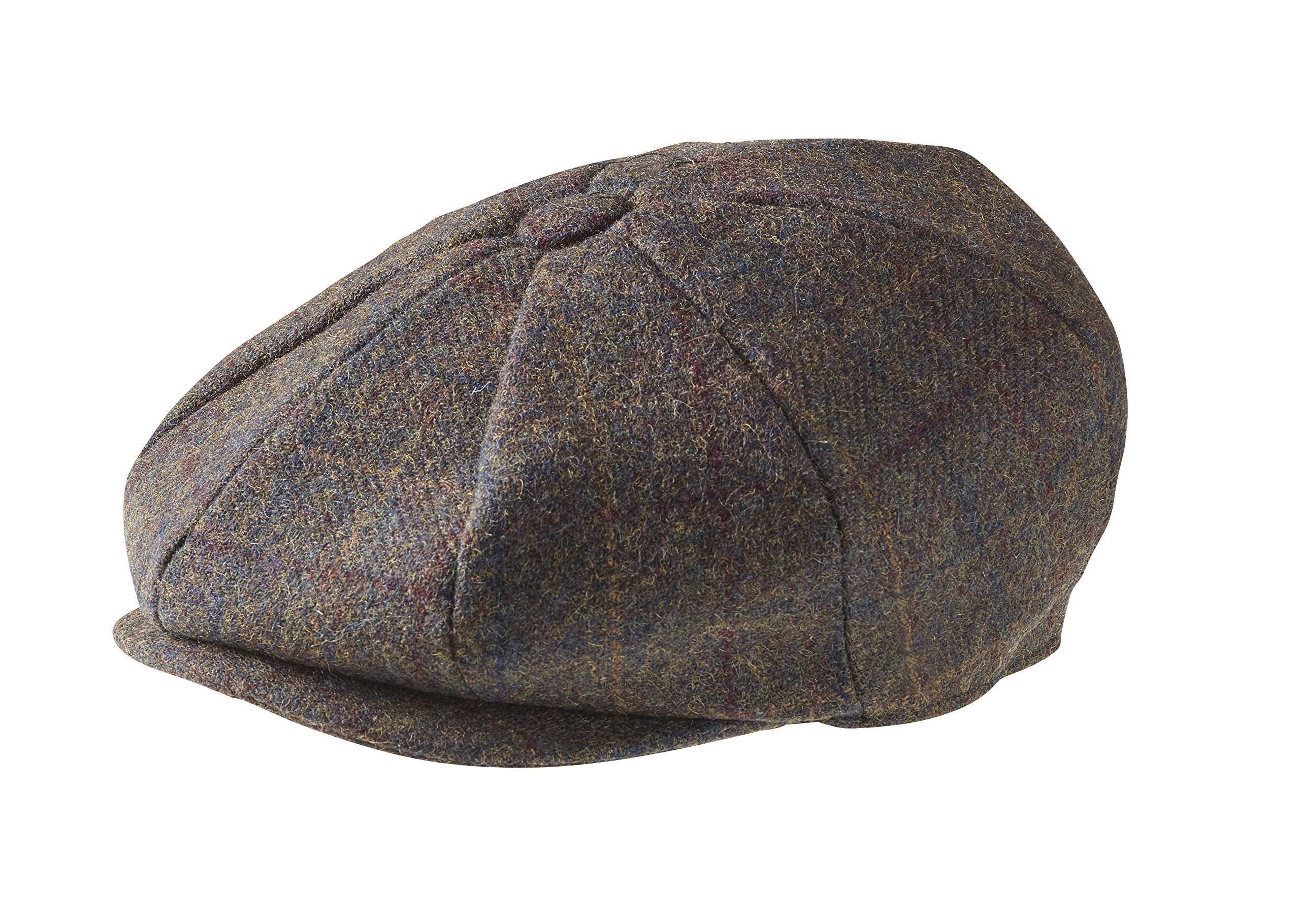 Peaky Blinders 'Newsboy' Style Flat Cap -Tweed Wool (Medium (57 cm), Brown Mountain Check)