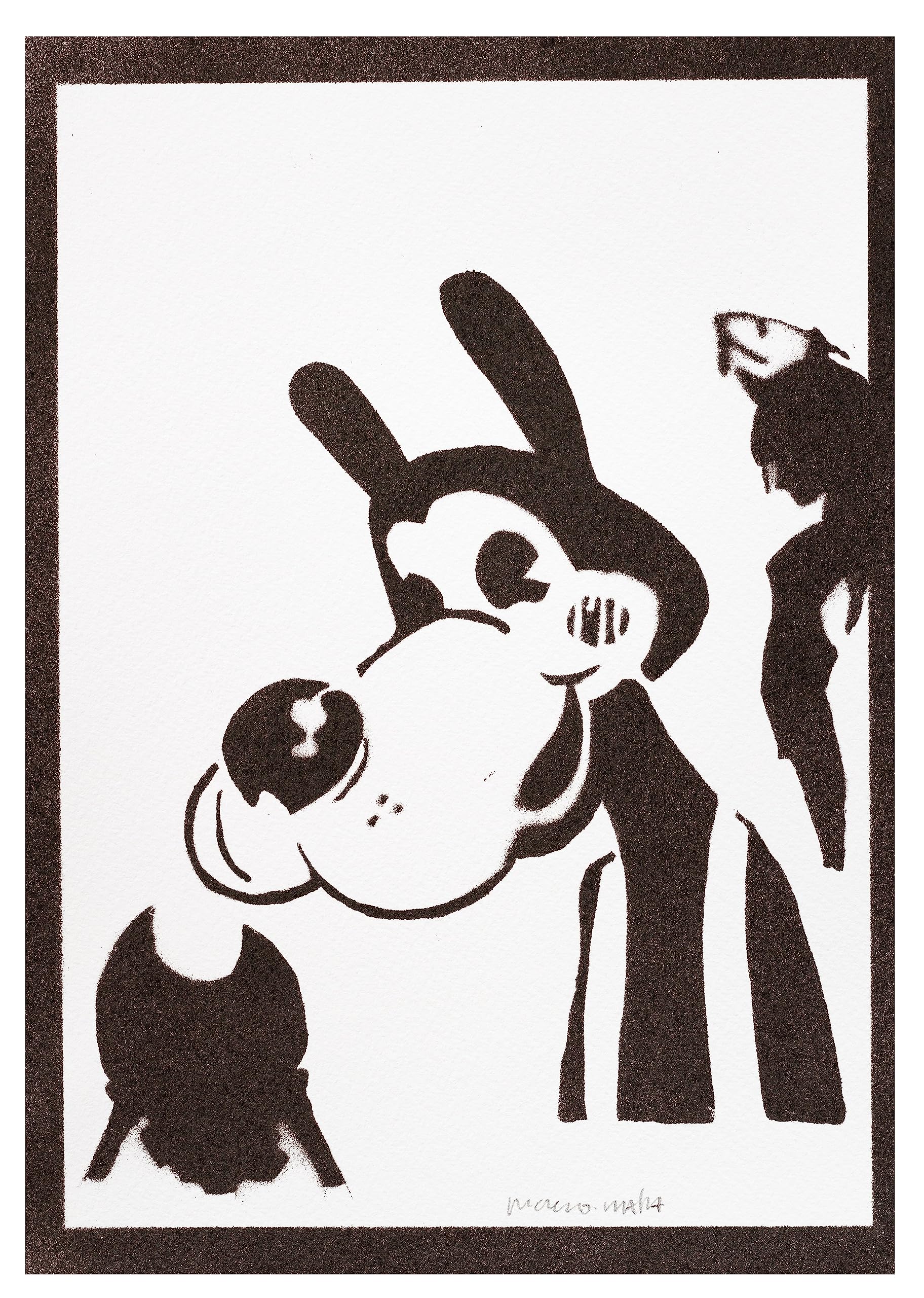 moreno-mata Real Handmade Graffiti Boris the Wolf BATIM Gamer Poster Room Decor Home Wall Art Decoration Bedroom Gifts for Men and Women