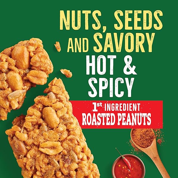 NATURE VALLEY SAVORY NUT CRUNCH BARS, HOT AND SPICY CRISPY NUT BAR, 5 BARS, 4.45 OZ