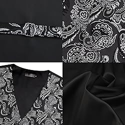 GUSLESON Mens White Black Vest Tie and Bow Tie Set