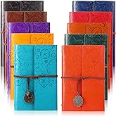 Glenmal 10 Pack PU Leather Journal Notebook Refillable Travel Writing Journals Vintage Diary Christmas Gift for Women and Men, 100GSM Lined Paper, 10 Colors(A6/ 7 x 5 Inch)