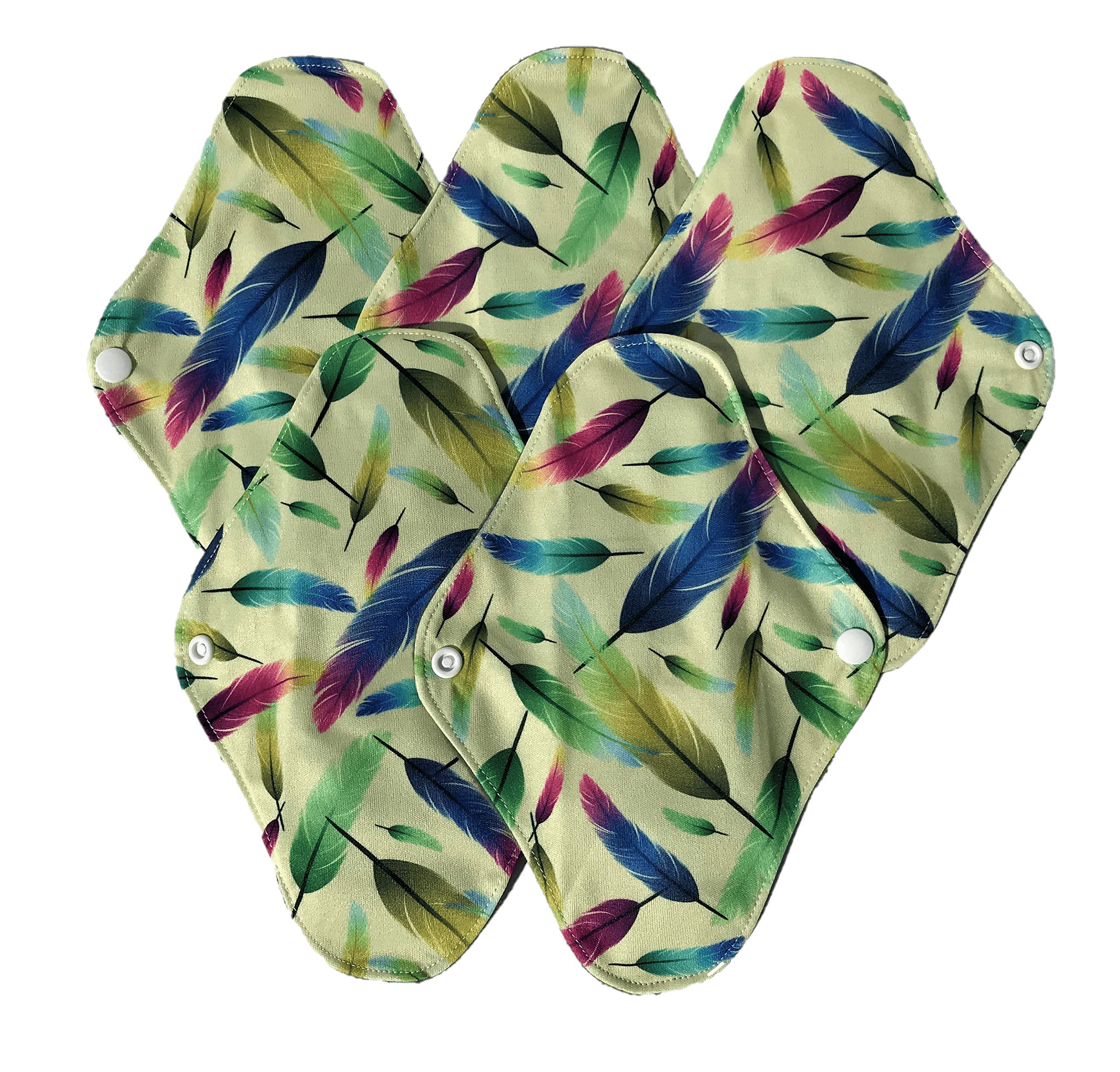 5 X Reusable Sanitary Pads Towels, ST'S Odour Absorbing Bamboo Cloth - Washable Menstrual Cloth Pantyliners, Medium to Heavy Flow ECO Friendly, Reusable Period Pads - Pretty Pads