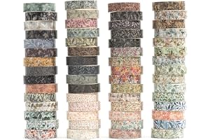 YUBX Lot de 60 rouleaux de ruban washi décoratif fin pour arts, loisirs créatifs, journaux, planificateurs, scrapbooking, emb