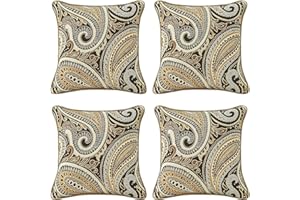 Supdurplus Outdoor Sunbrella Decorative Pillows Pack of 4, 18" x 18" Outdoor Pillow Set for Couch Bed Throw Patio Sofa, Royce Walnut