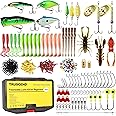 TRUSCEND Widely Used Fishing Tackle & Accessories Kit, Fishing Tackle Box with Tackle Included, Fishing Sinker Weight Hook Swivels Snap Leader Lures, Giftable Beginner Fishing Lures/Gear Set