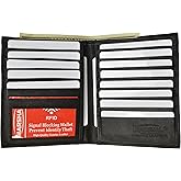 MARSHAL Extra Capicity RFID Blocking Bifold Hipster Credit Card Wallet Premium Leather (Black)