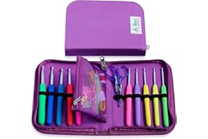 ATHENA'S ELEMENTS Best Crochet Hook Set with Ergonomic Cushioned Handles for Extreme Comfort. Perfect Crochet Hooks for Arthritic Hands, Smooth Knitting Needles for Superior Results & Knitting Accessories