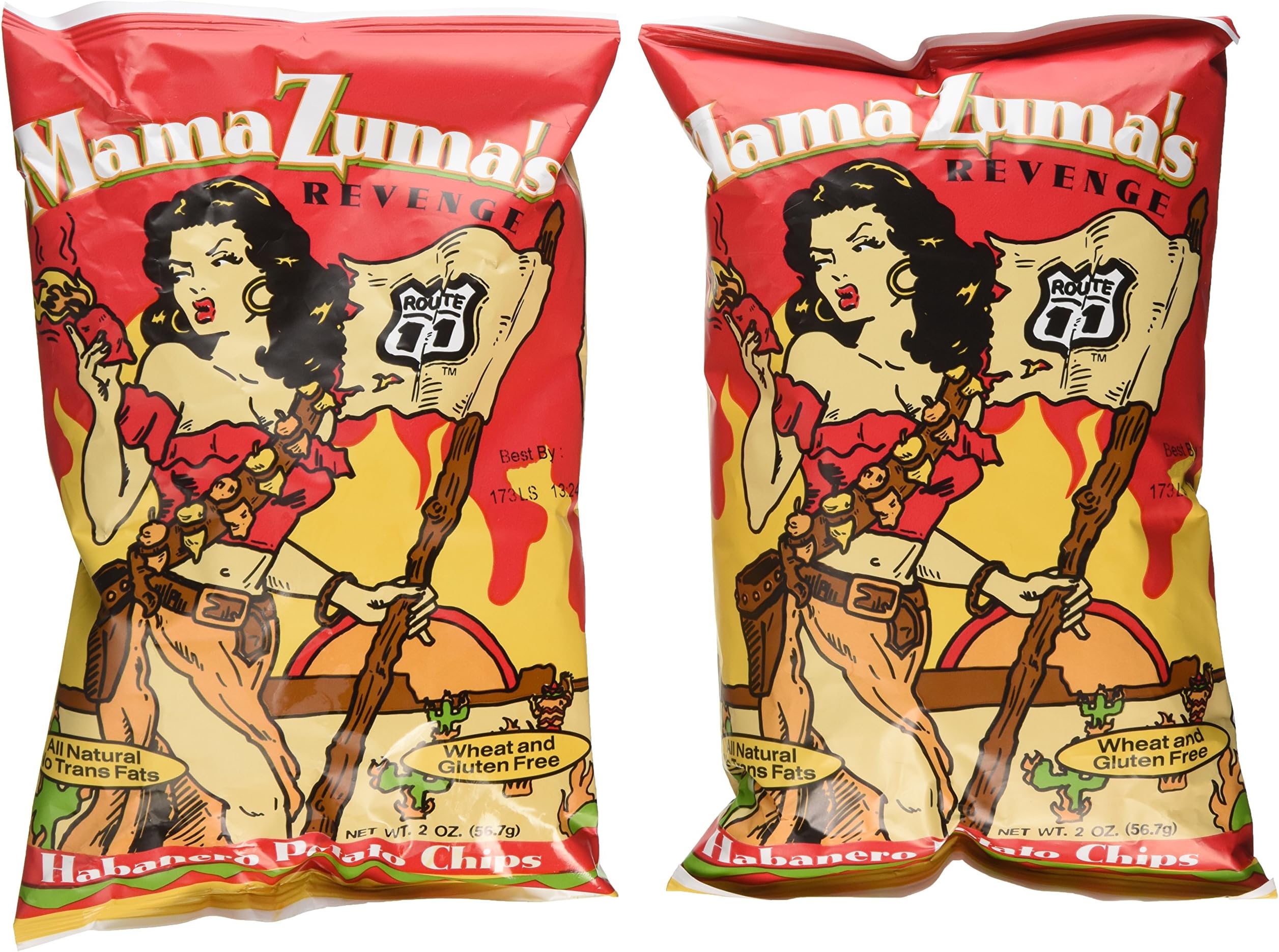 Route 11 Mama Zumas Revenge Habanero Potato Chips 2 oz Bag (Pack of 2)