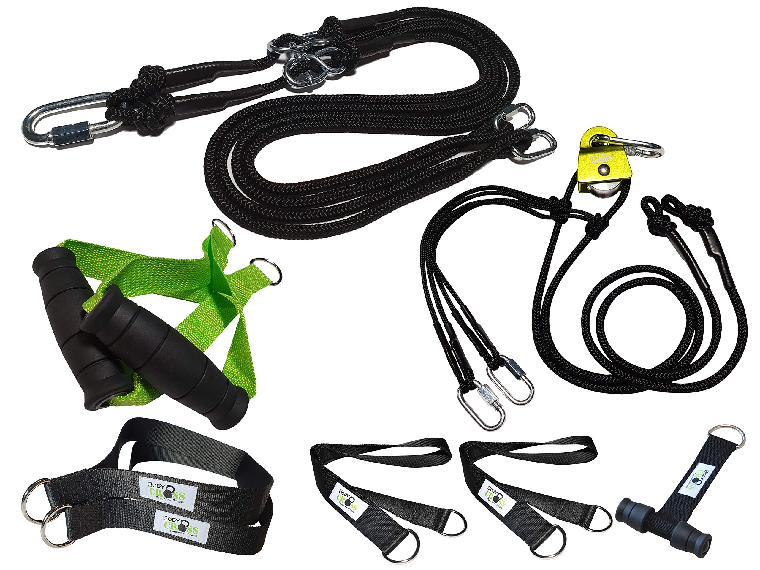 Premium Suspension Trainer Set – Made in Germany, tested & certified, 2 sling trainers with pulley, door anchor & attachments, for home & outdoor