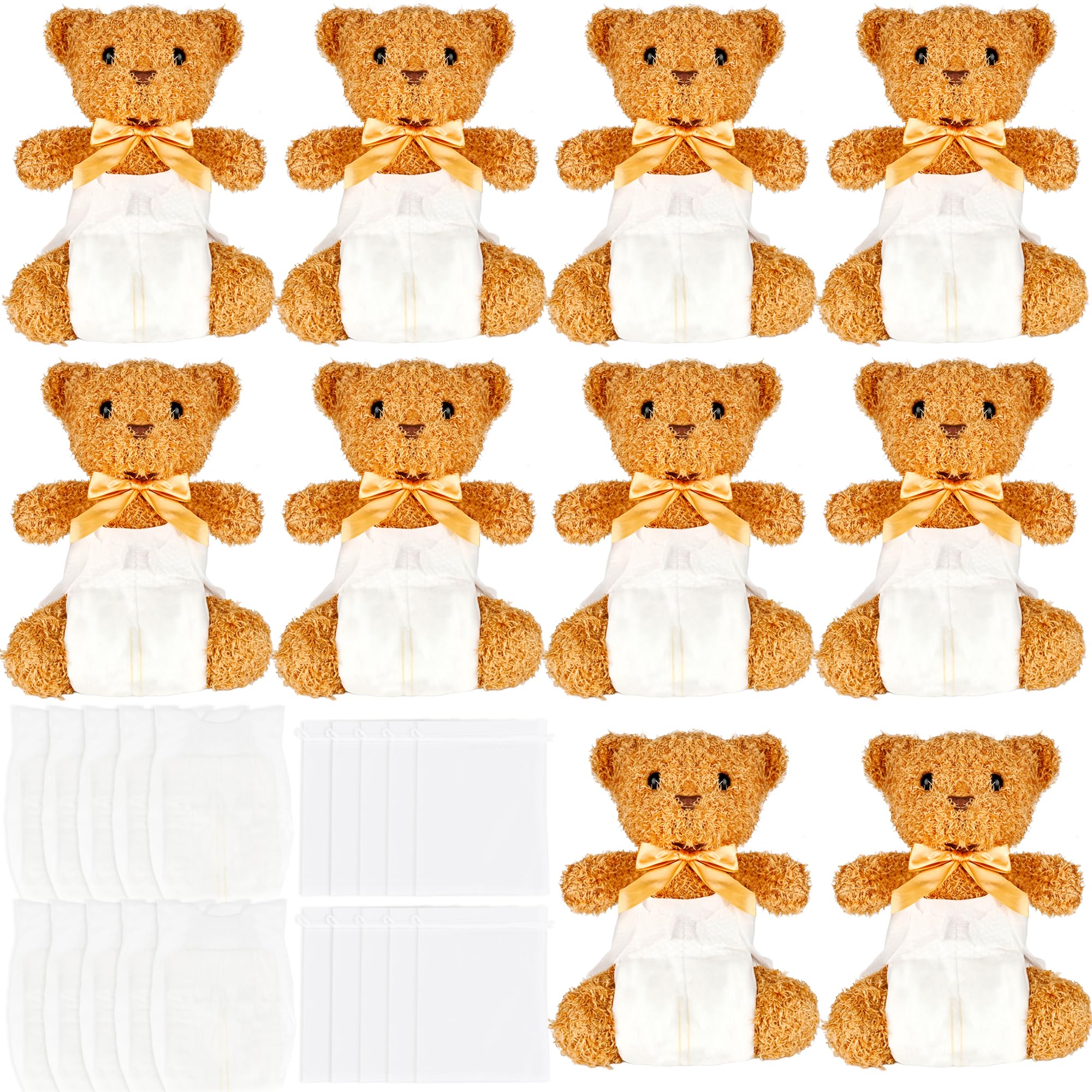 Photo 1 of 10 Sets Bear Blindfolded Diaper Changing Baby Shower Games include 10 Bears Plush 10 Diapers 10 Gift Bags for Baby Shower Gender Reveal Party Game Prizes Gifts for Adults