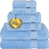 Cotton Paradise 6 Piece Towel Set 100% Cotton Soft Absorbent Turkish Towels for Bathroom, 2 Bath Towels 2 Hand Towels 2 Washcloths, Sky Blue Towel Set