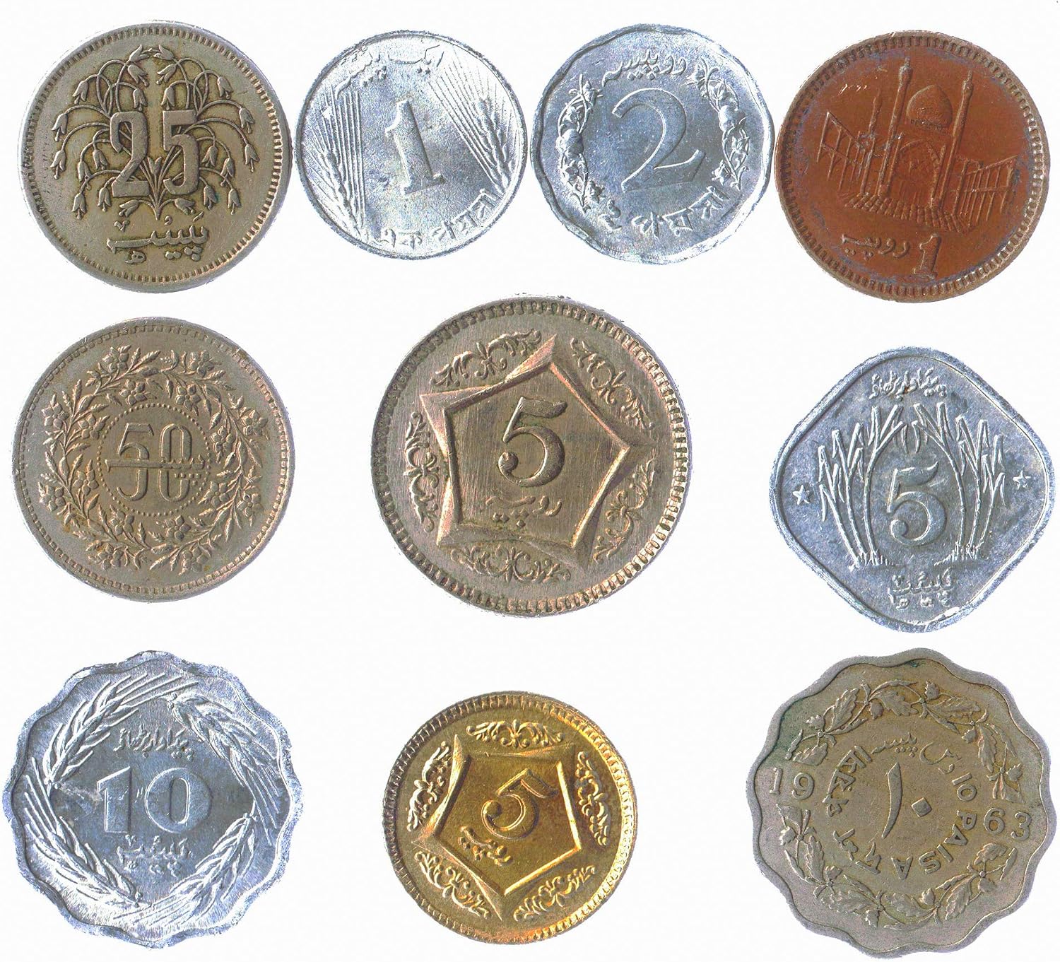 10 Old Coins From Islamic Republic Of Pakistan. Collectible Coins Pakistani Paisa - Image 4