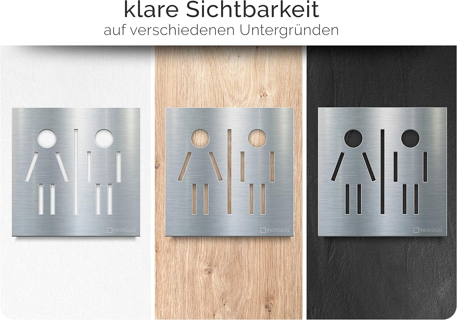INOXSIGN Toilet Sign C05 ? Unisex Toilet Sign ? Self-Adhesive Stainless Steel Door Sign for Toilet and Bathroom ? Clear and Tool Installation ? Toilet Sign ? Made in Germany - Image 3
