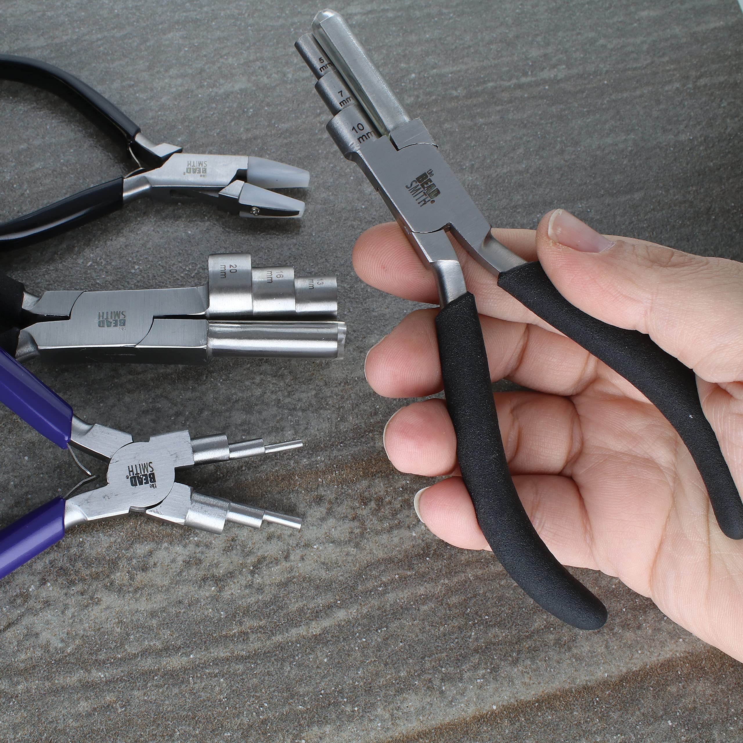 The Beadsmith Wire Working Combo – 3 Different Wire Wrapping Bending Pliers and Double Nylon Jaw Chain Nose Pliers – Use to Create Loops, Jump Rings & Protect Wire While Jewelry Making – 4 Piece Set