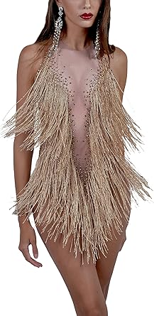 fringe dress gold