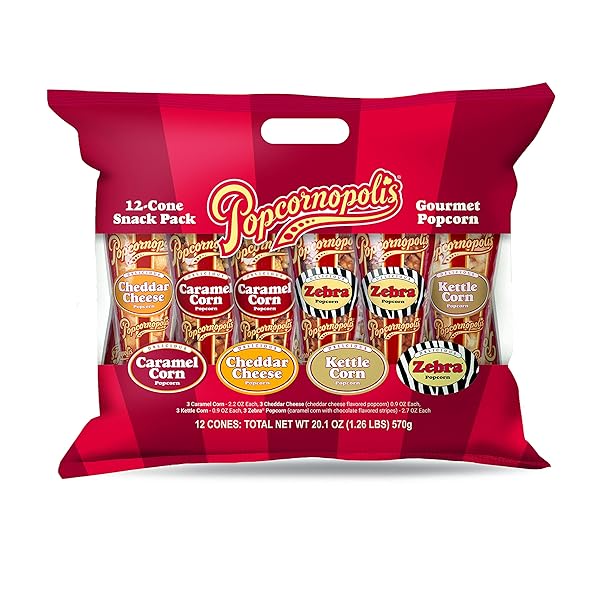 POPCORNOPOLIS GOURMET POPCORN CONE (12 PK) ASSORTED FLAVORS...