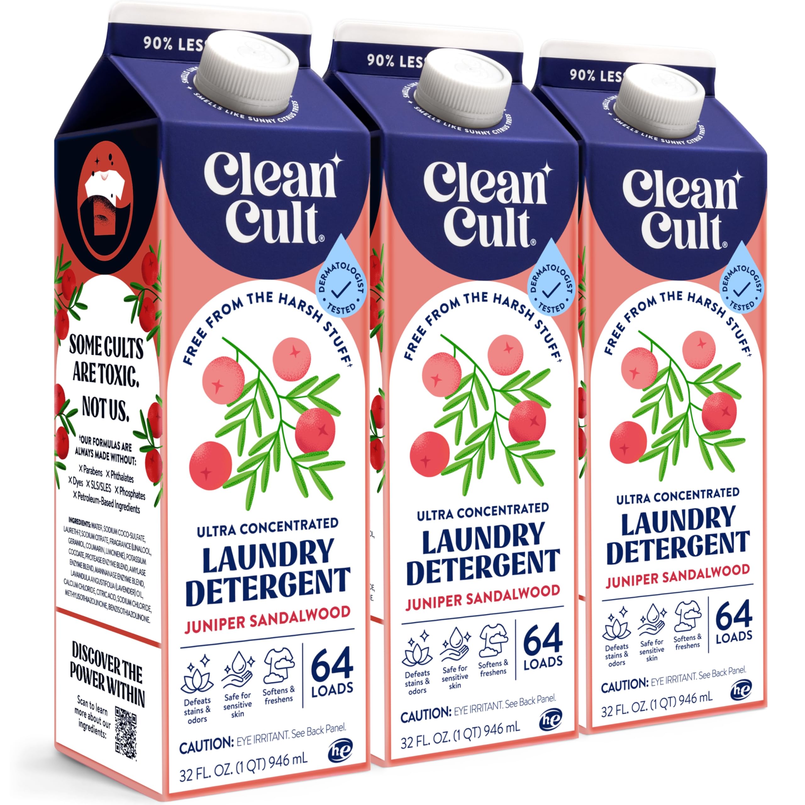 Photo 1 of Ultra Concentrated Liquid Laundry Detergent Soap, 192 loads (96 oz), Long Lasting Scent, 90% Less Plastic, No Harsh Chemicals, Juniper Sandalwood, Defeats Stains & Odors, HE/Standard Compatible