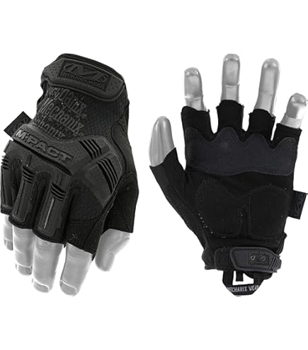 Mechanix Wear M-Pact Leather Framer Work Gloves – Fingerless Design, Impact Protection, Vibration-Absorbing, Large (Brown/Black)
