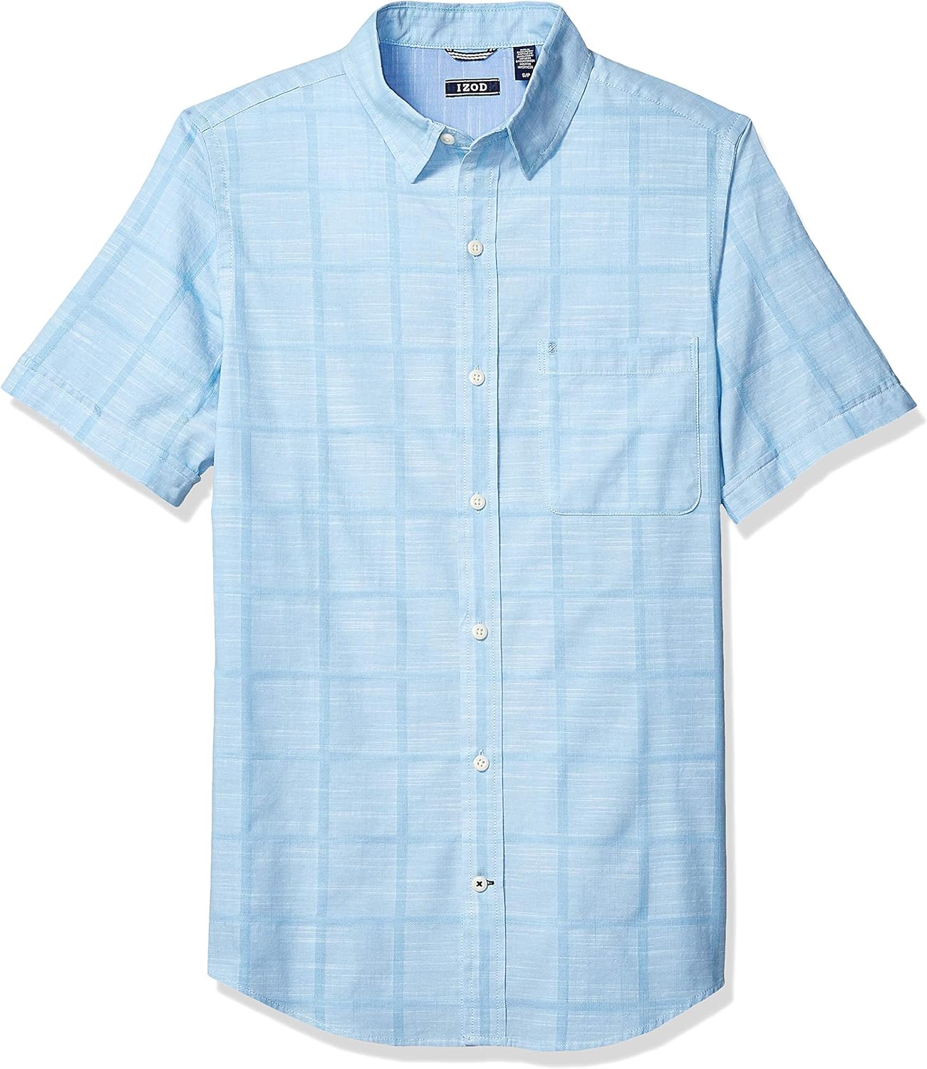 IZOD Men's Saltwater Short Sleeve Windowpane Button Down Shirt at  Men’s Clothing store