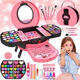 GOLMUD 66 Pcs Kids Makeup Set Portable Stand 3-12 Years Gift Pink Case
