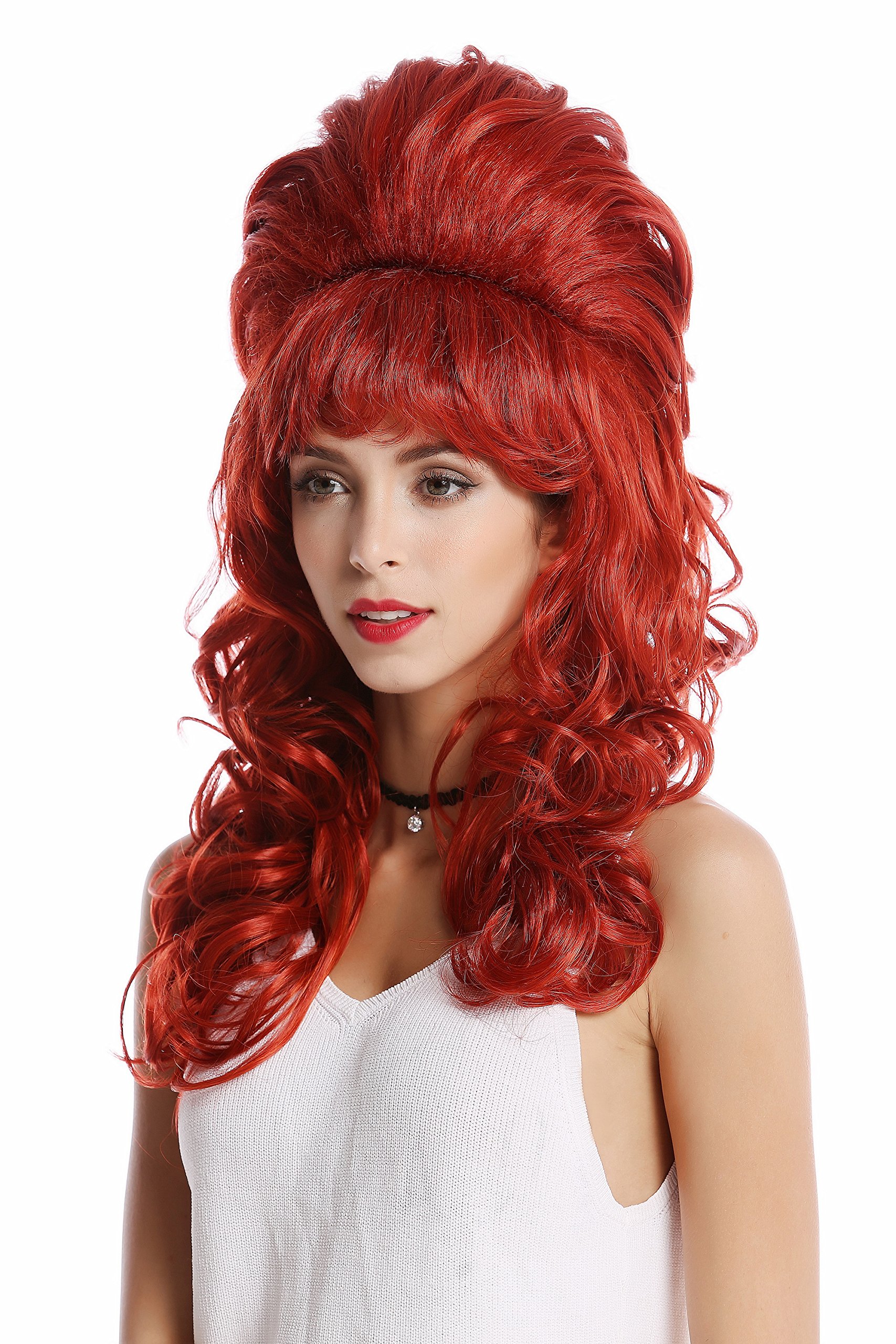 WIG ME UP - GF-W2418-137 Quality Lady Wig Baroque 60s Beehive Retro Bun curly long fiery red Pop Singer โ image 1
