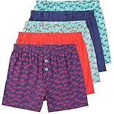 Lucky & Me Boys Underwear, Boxers Style 100% Cotton, Noah 5 Pack Palm Tree 4-5 Years