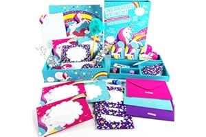 GirlZone Unicorn Letter Writing Set For Girls, 45 Piece Stationery Set, Great Birthday Gift for Girls of All Ages