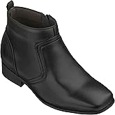 CALTO Men's Invisible Height Increasing Elevator Shoes - Black Leather Zip-up Square-toe Ankle Boots - 3.2 Inches Taller - G99809 - Size 9 D(M) US
