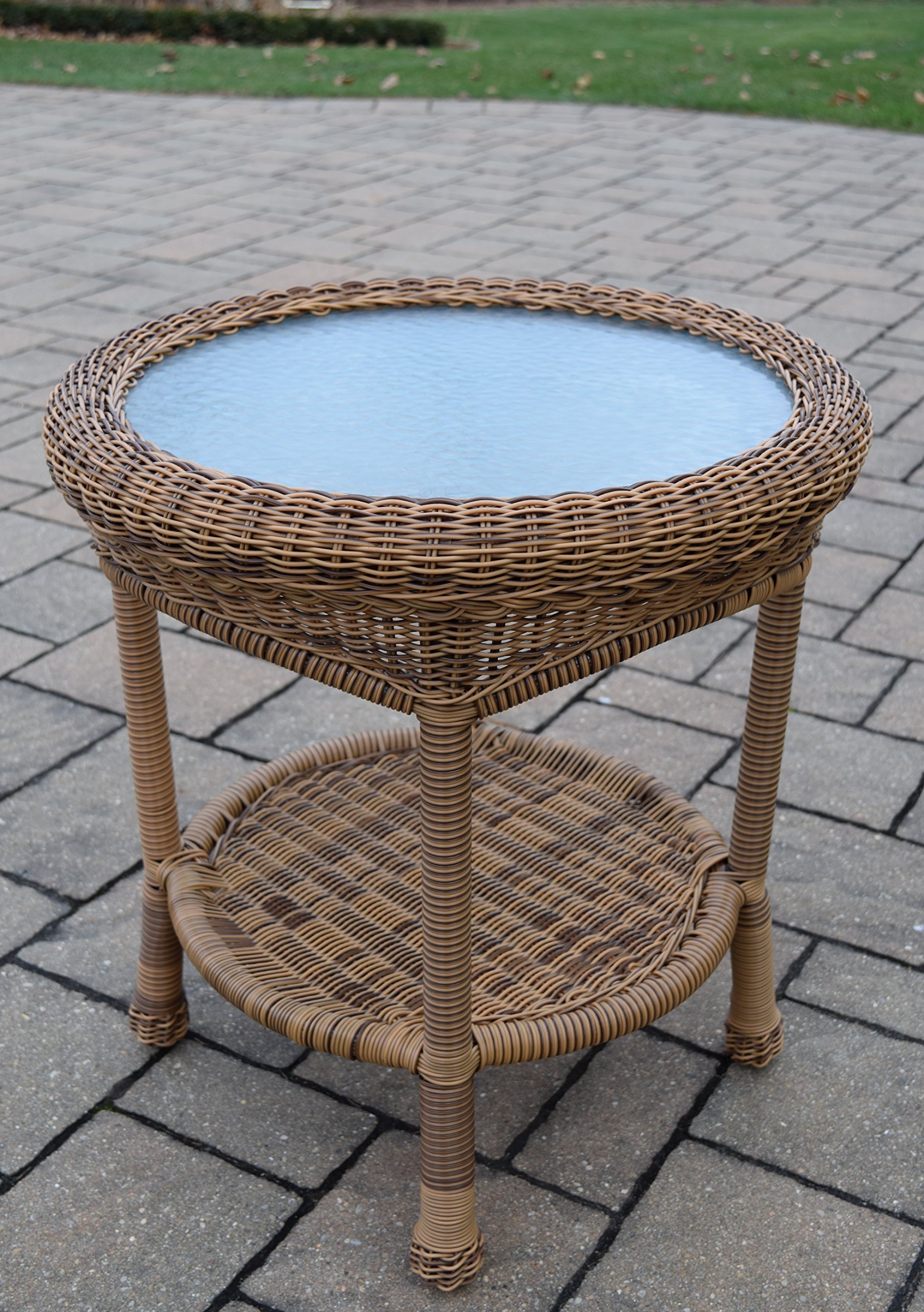 Oakland Living Resin Wicker End Table, 21Feet, Natural LAVORIST