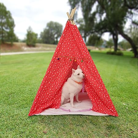 Creative Textiles Outdoor Foldable Tent House for Dog and Cat (Red)