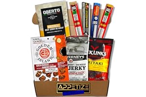 Beef Jerky And Pepperoni Fathers Day gift idea for him - Birthday Gifts For Men - Meat Gift Basket for Men- Carnivore Snacks 