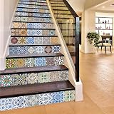 FLFK 3D Stair Tile Stickers Mural Vinyl Kitchen Bathroom Decal 39.3" x 7" 13pcs view 2