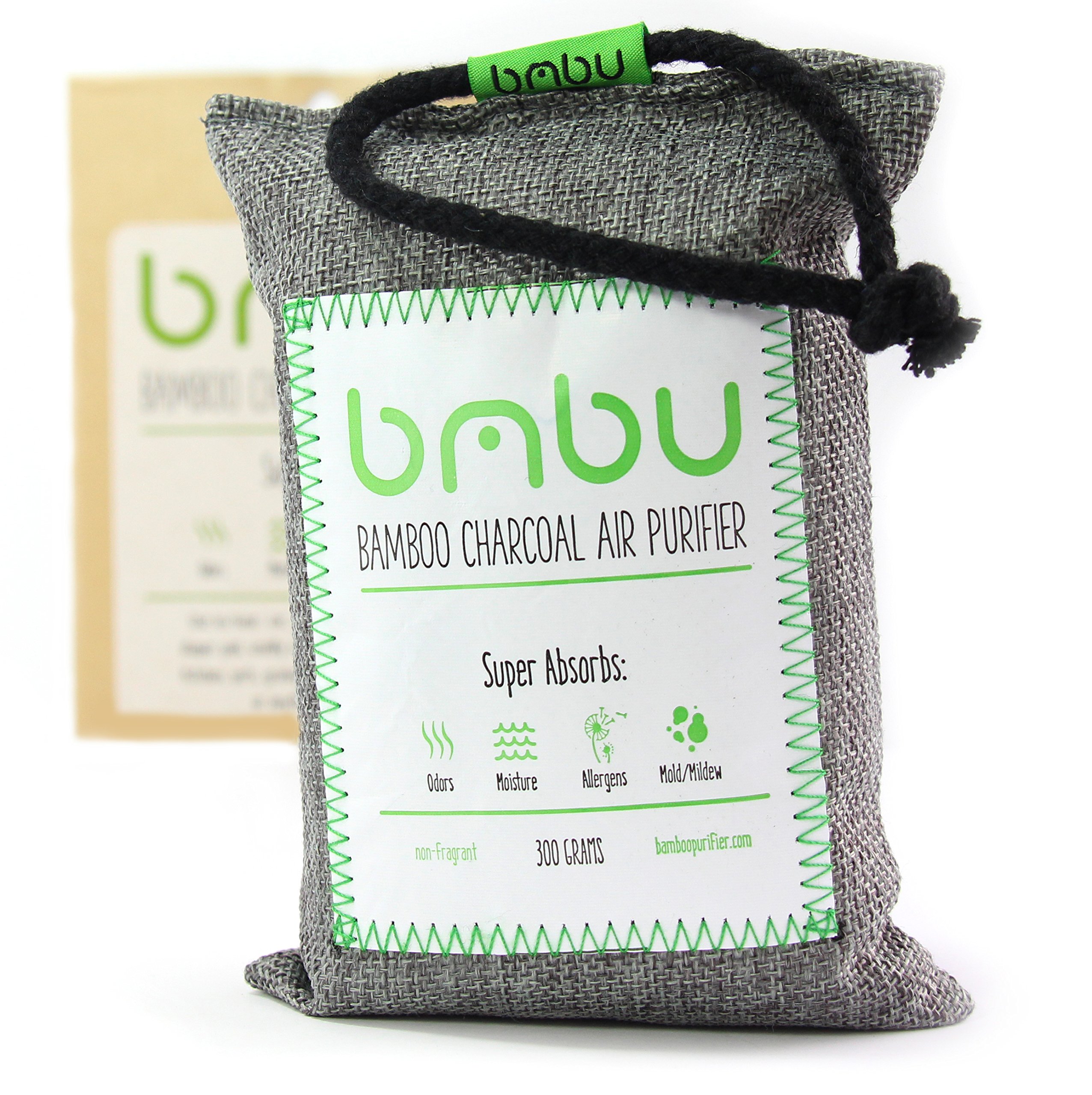 300G Bamboo Charcoal Air Purifier Bag ★ Car Deodorizer And Air Freshener ★ Remove Odor And Control Moisture In Your Car, Closet, Bathroom, Kitchen, Litter Box ★ Non-Fragrant Alternative To Sprays (740999841665)