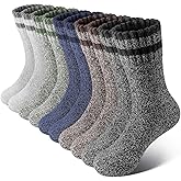 SIMIYA Thick Merino Wool Socks for Men Warm Hiking Socks Thermal Crew Socks in Cold Weather for Men & Women(5 Pairs)