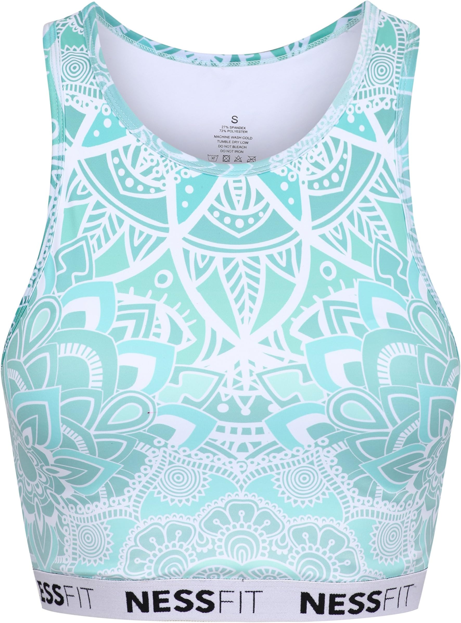 NessfitWomen’s Fitness Sport Bra Training Tight Cropped Top Printed Compression Gym Tank Top Yoga Padded XS S M L