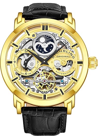 Stuhrling Herren Uhr Analog Automatik mit Leder Armband 371Z.02
