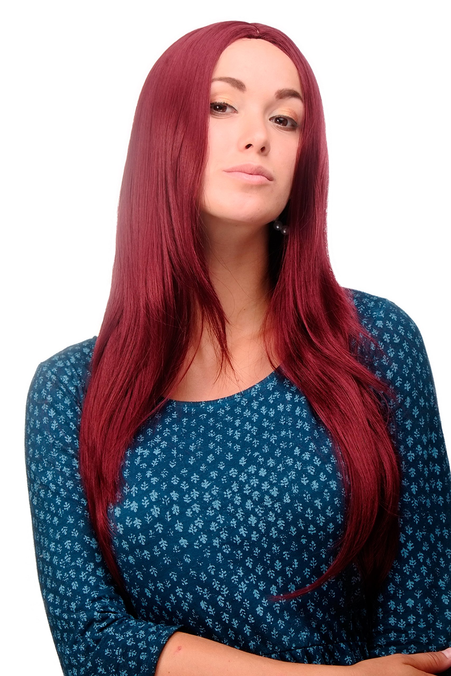 WIG ME UP 3217-39 Lady Quality Wig Cosplay very long straight middle parting aubergine red approx 29,5inch