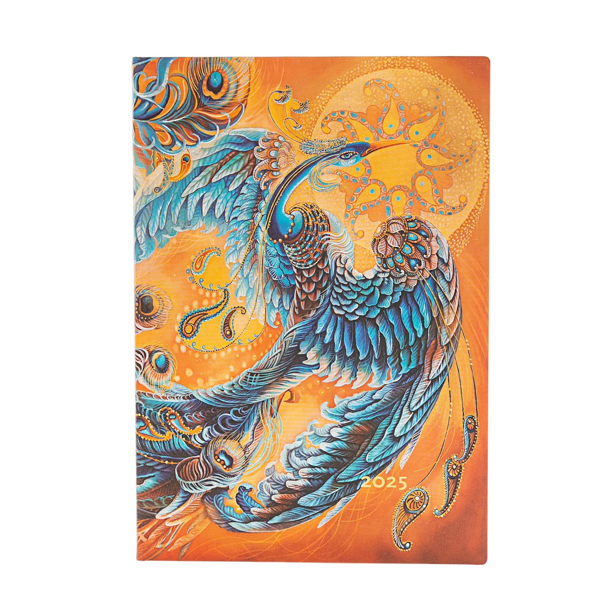Kalendarz Paperblanks 2025 Skybird Midi tygodniowy HOR Flexi: tydzień na dwóch stronach, zamykany na gumkę, Papier 100 GSM