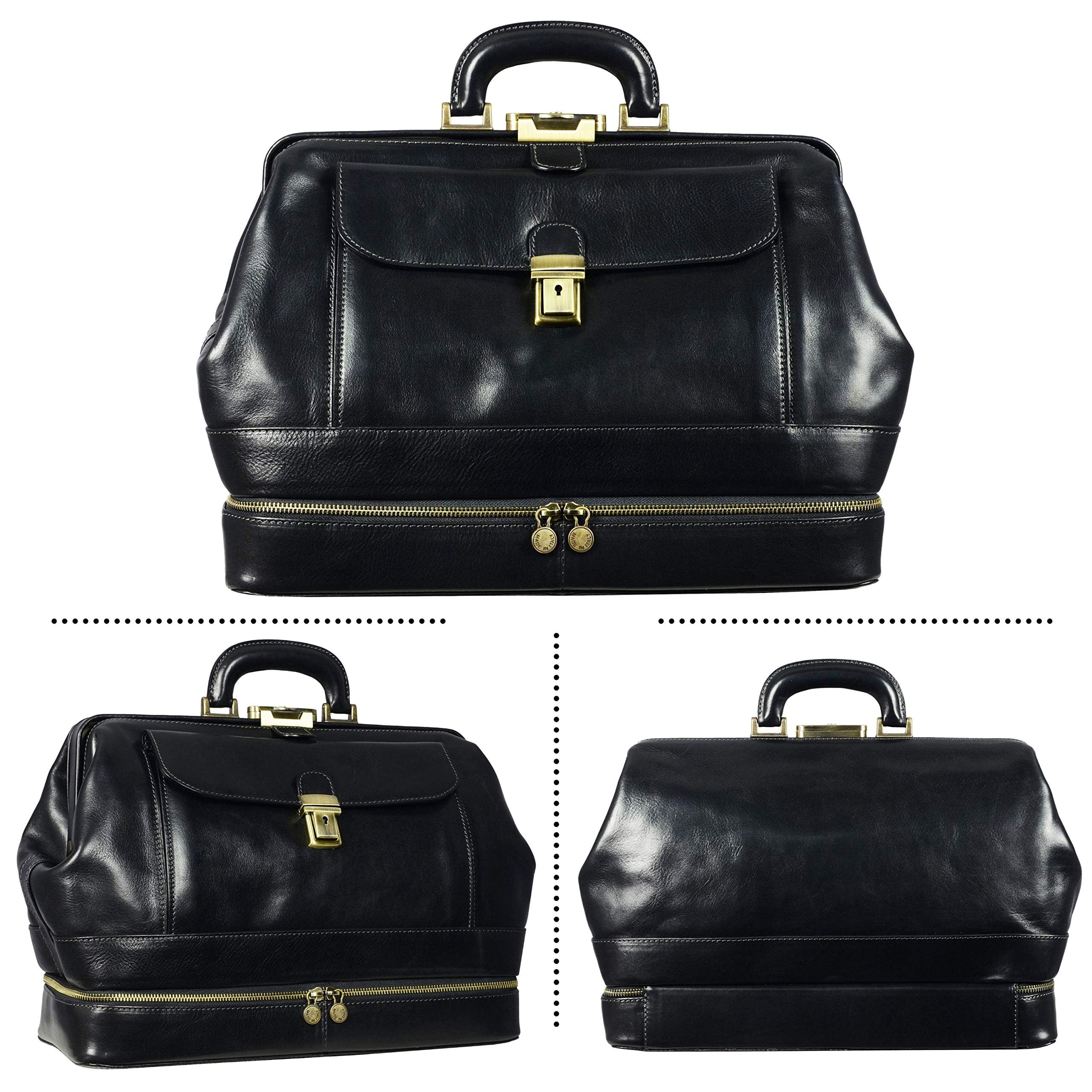 Time Resistance Leather Doctor Bag - Italian Handmade Medical Bag - Vintage Style Handbag - Real Leather Briefcase