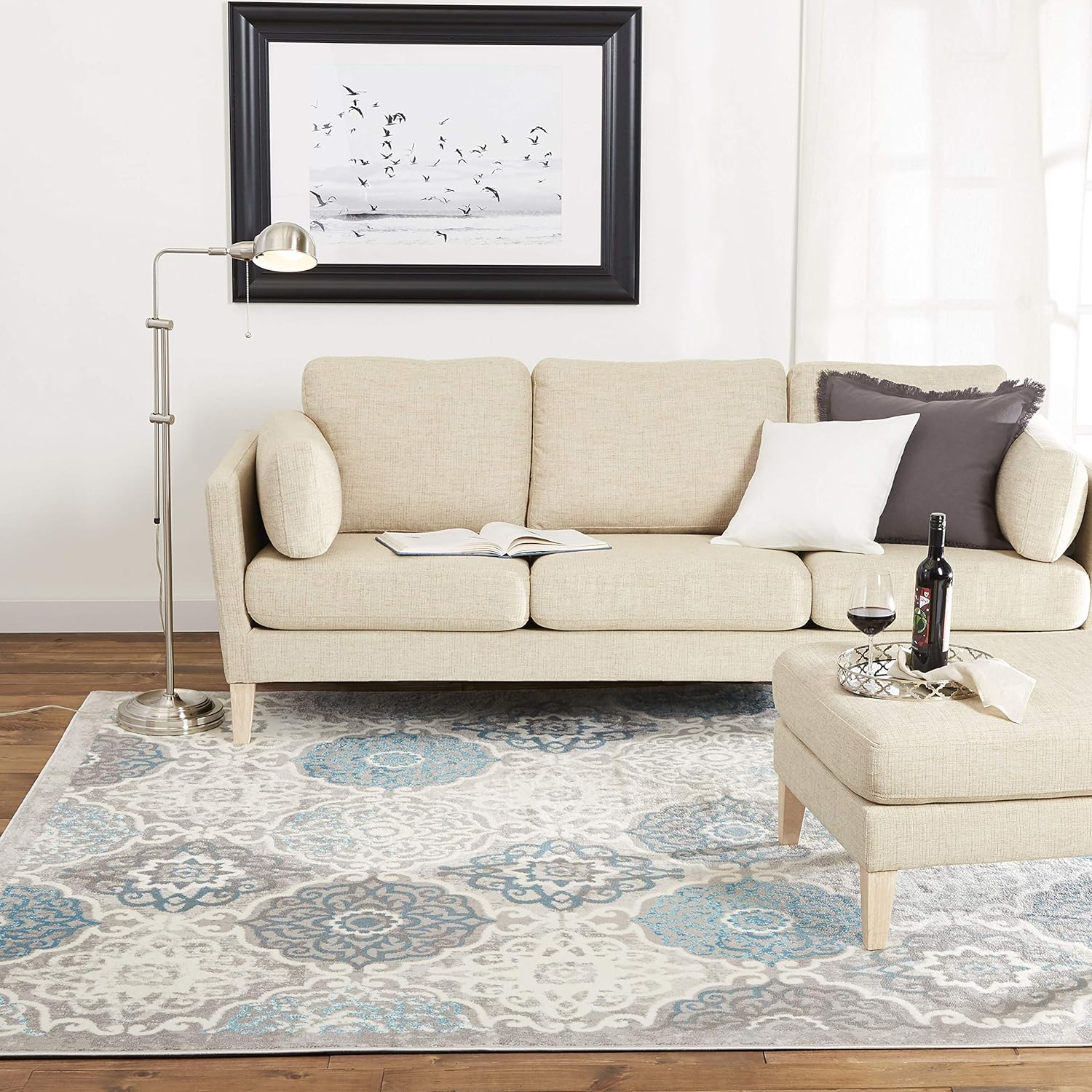 Home Dynamix Boho Andorra Bohemian Area Rug, Transitional Gray/Aqua/Ivory 7'9"x10'2": Home & Kitchen