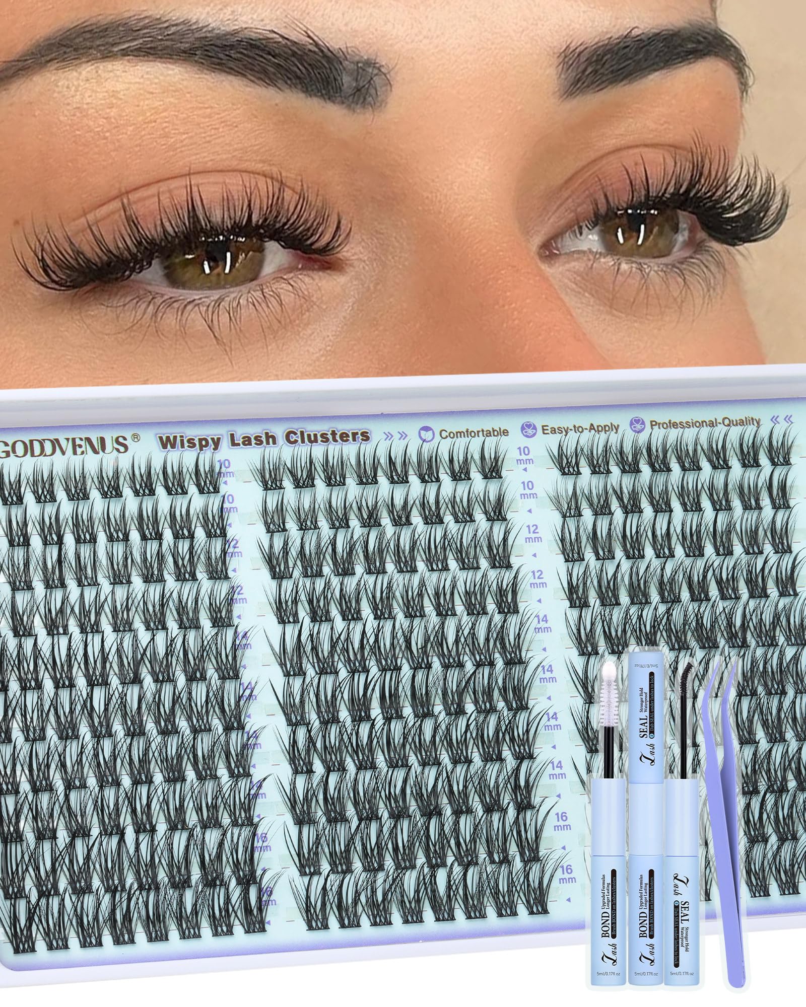 Photo 1 of Goddvenus Wispy Lash Clusters Kit Eyelash Clusters Natural Cluster Eyelash Extensions Kit 10-16mm CC Curve Lash Extension Kit For DIY