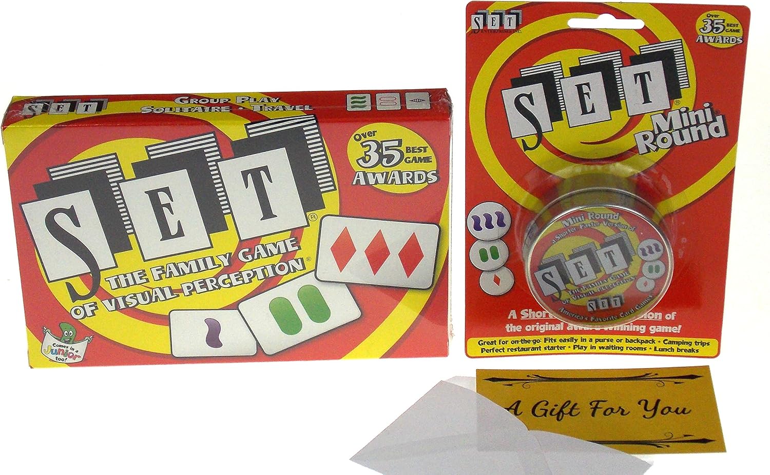 Set The Family Game of Visual Perception & Set Mini Round Card Game Bundle