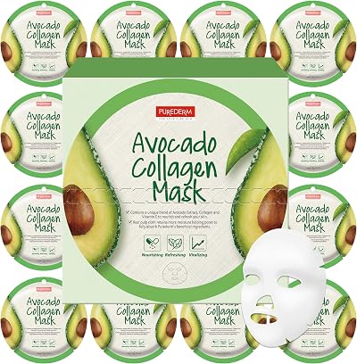 Purederm Avocado Collagen Face Mask Nourishing Refreshing Vitalizing