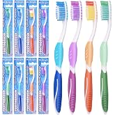 DR.BRIGHT Medium Adult Toothbrushes with Tongue Cleaner, 8 Pack | Medium Toothbrushes For Adults With Ergonomic Handle, Compact multi-color design perfect for daily home use and travel.