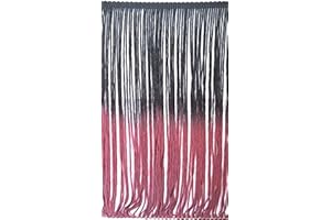 VISION TRIMS 2 Yards Ombre Tie-Dye Multicolor Chainette Thread Yarn Tonal Loop Fringe- Sewing Renaissance Dance Hawaiian Costumes Drapery- 7" Long- Black & Burgundy Shades Combination