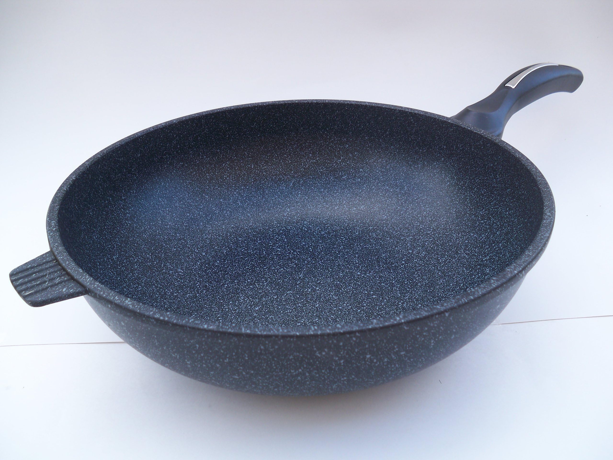 Ceramic Marble Coated Cast Aluminium Non Stick Wok 34 cm (13 1/2 inches) by KW Marble Ware