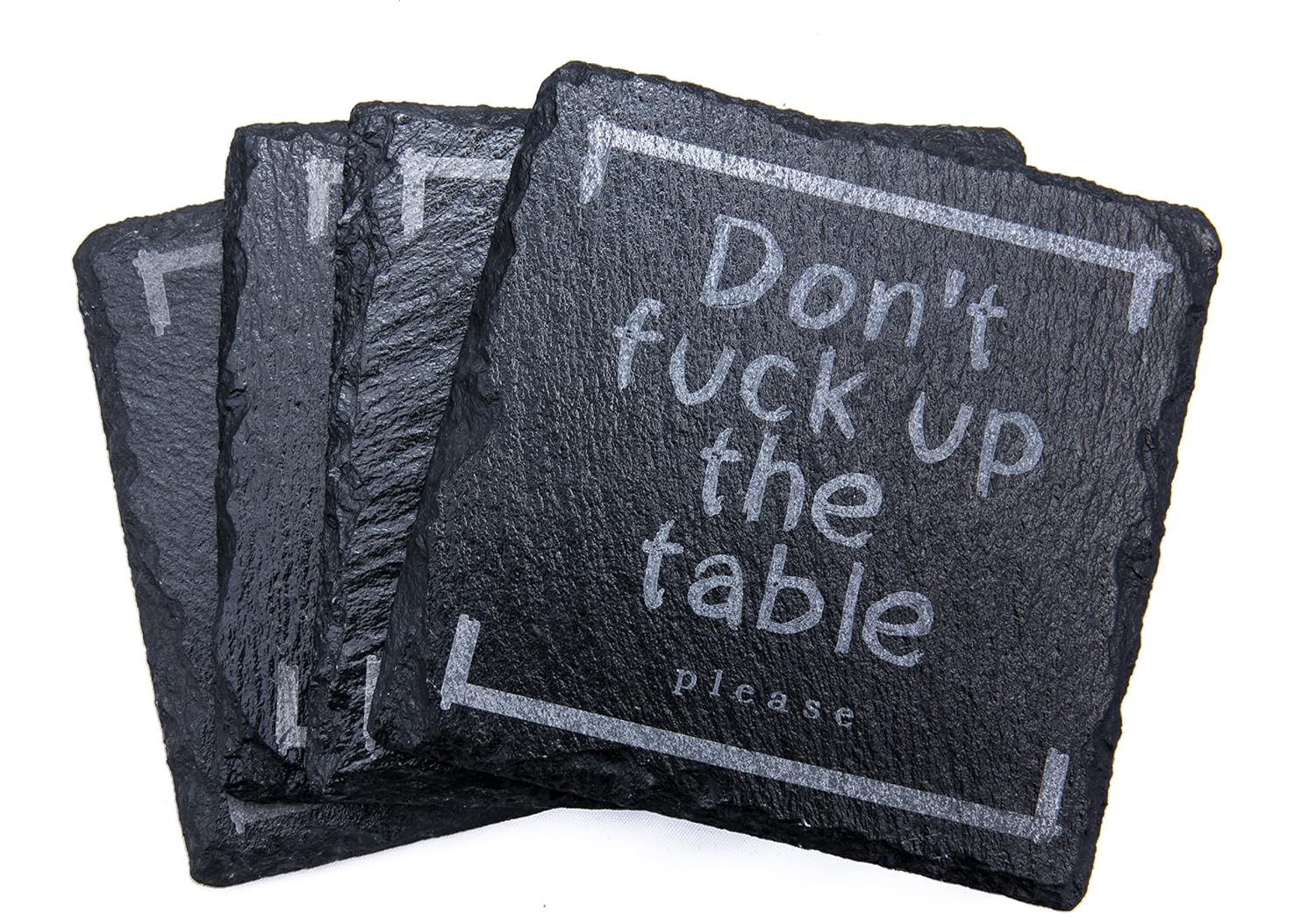 Slate Coaster Rude Buy Stone Coasters: Don't Fuck Up the Table Please Natural Slate Drink ...